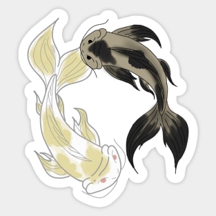 Ying and Yang Koil Fish Sticker